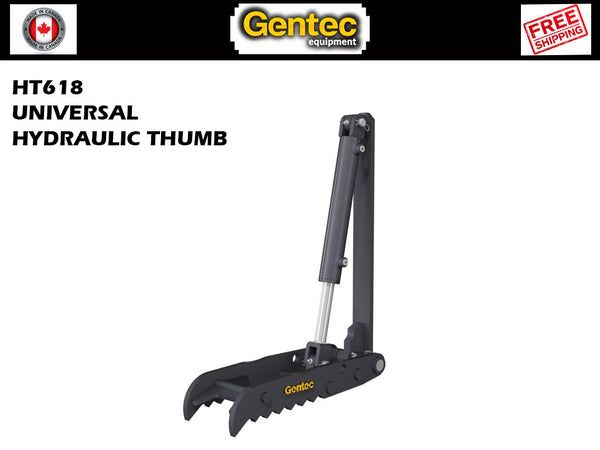 HT618 Gentec Universal Hydraulic excavator thumbs, 1500-3900 lbs excav