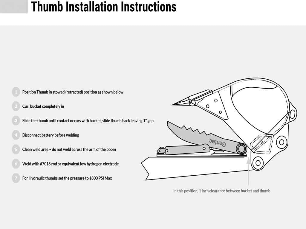 Gentec Mechanical Thumbs for Excavators