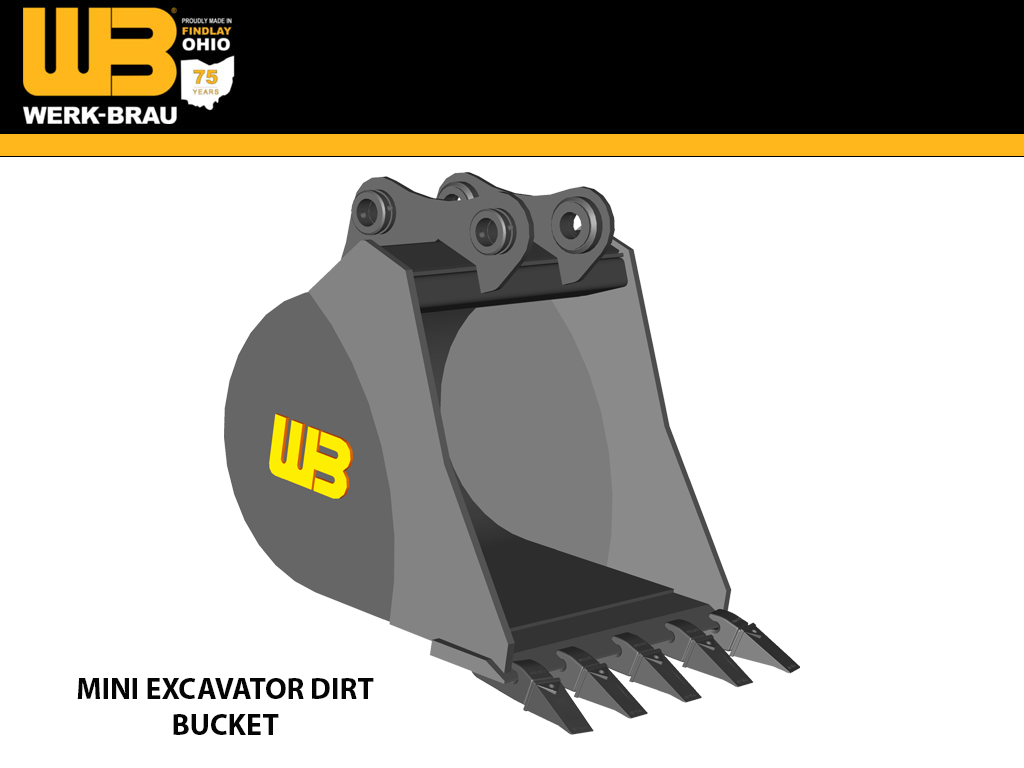 Cucharón para suciedad WERK-BRAU para 2,150 - 4,900 lbs. Excavadoras. (Mini 05) 