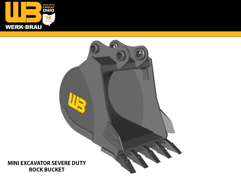 WERK-BRAU Severe Duty Rock Bucket for 14,000 - 25,000 lbs. Backhoes
