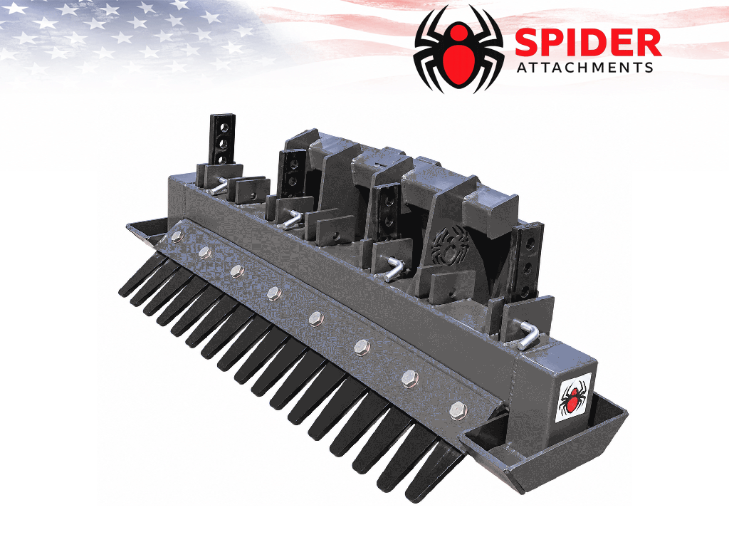 SPIDER Extreme Duty Ripper with land rake for mini loader