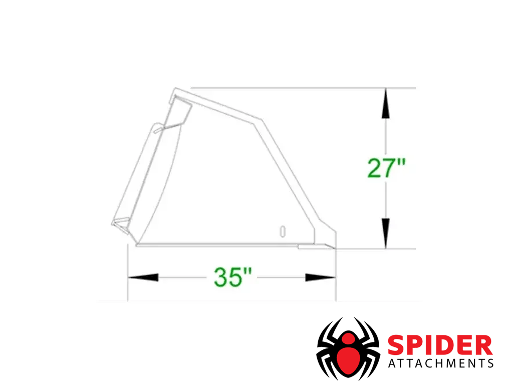 SPIDER ATTACHMENTS Snow and Mulch high capacity bucket for mini loader