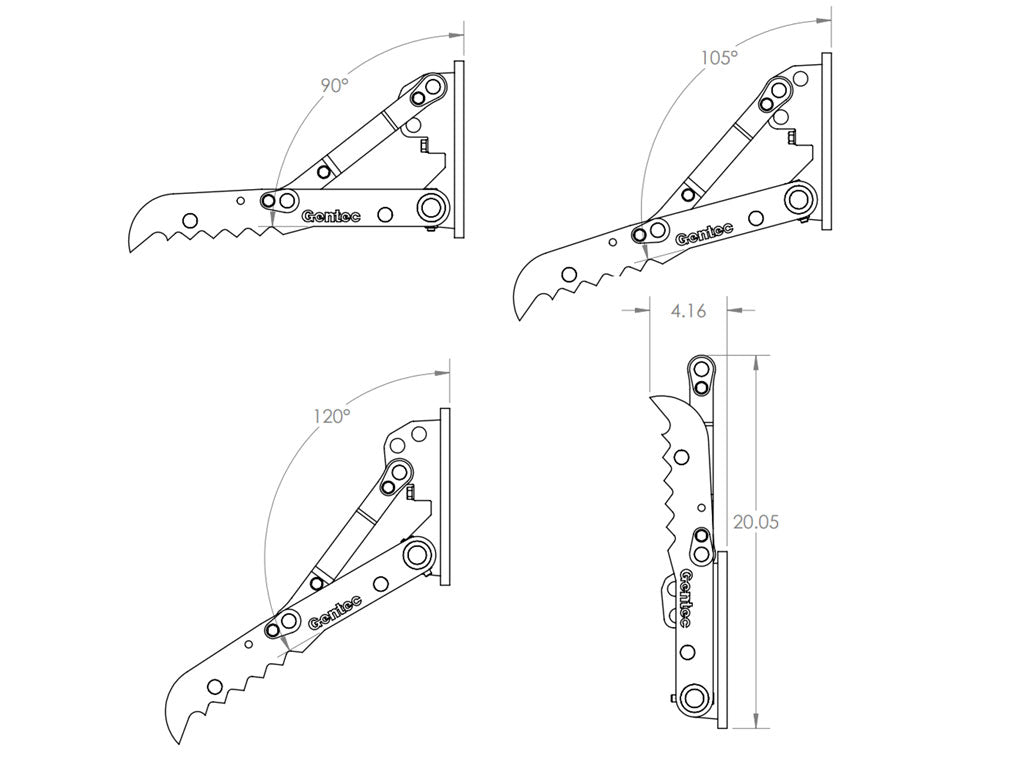 MT618 Gentec Universal Mechanical excavator thumbs, 1500-3900 lbs excavators