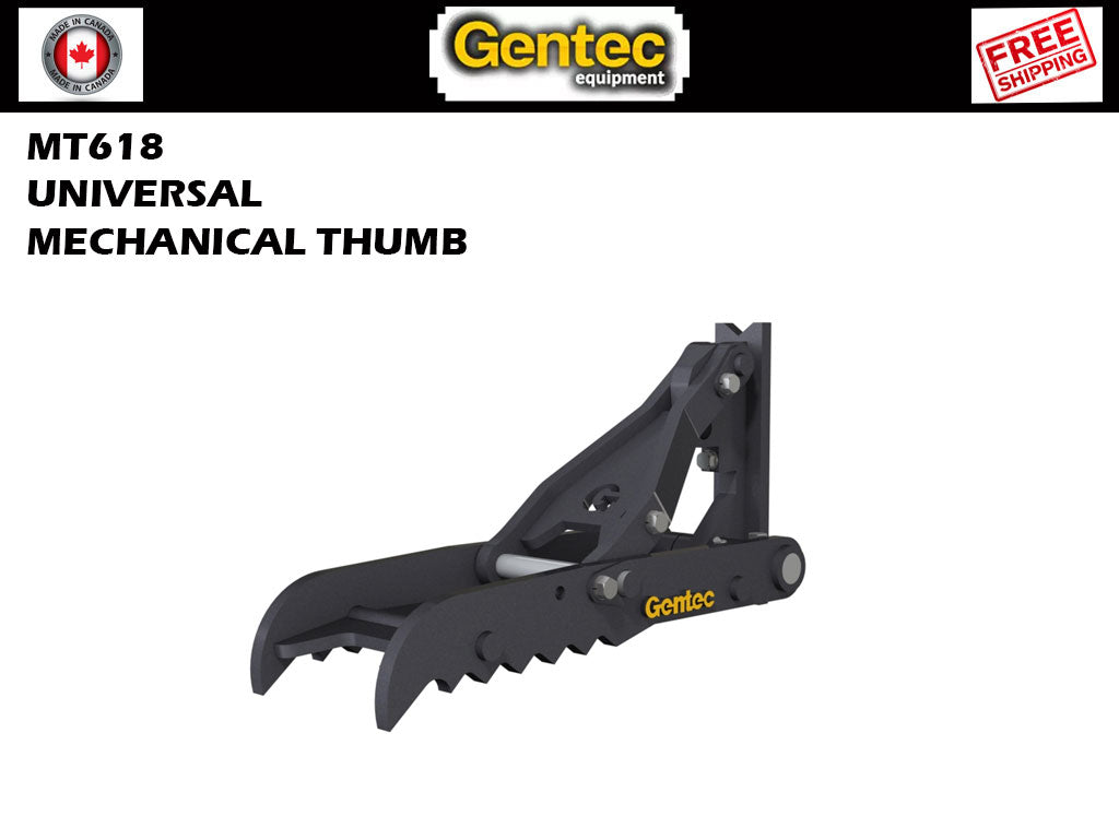 MT618 Gentec Universal Mechanical excavator thumbs, 1500-3900 lbs excavators