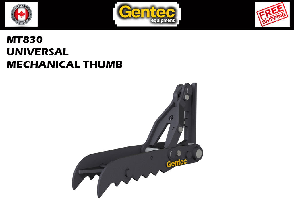 MT830 Gentec Universal mechanical excavator thumbs, 4000-9900 lbs excavators