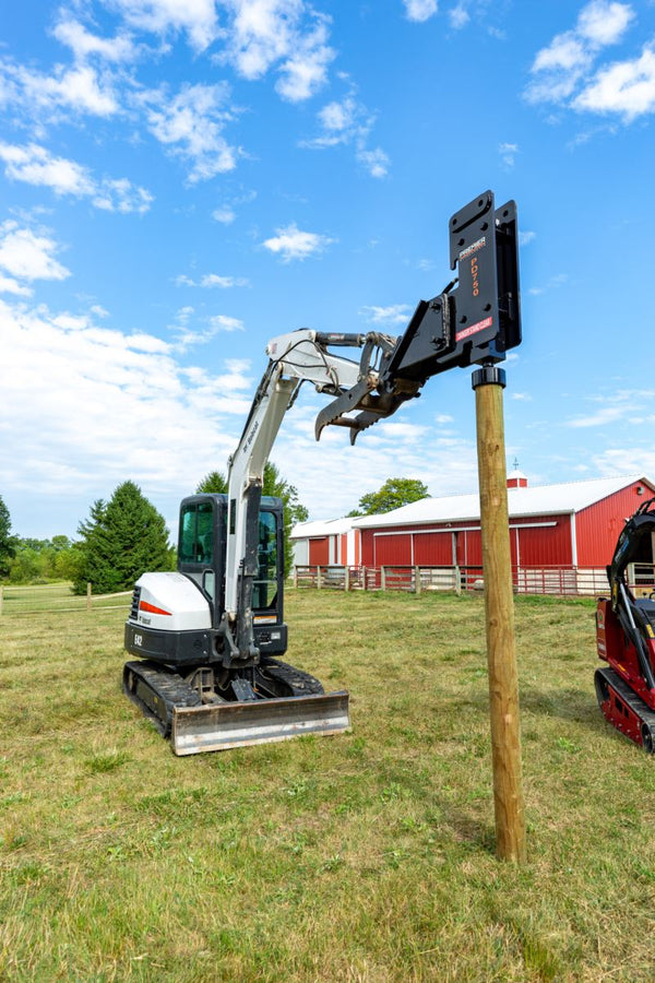vibrating post driver for mini excavator PREMIER PD750E post driver for Mini Excavators 7500-15000 lbs. machine