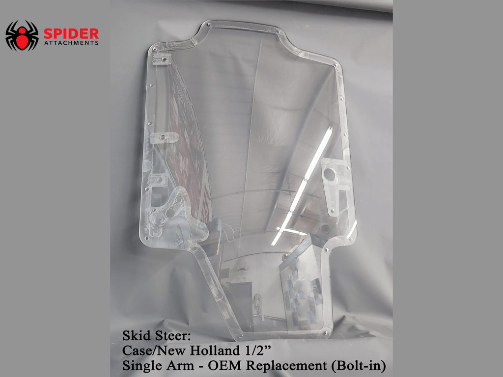 Spider Attachments NEW HOLLAND and CASE coated polycarbonate replacement windshields