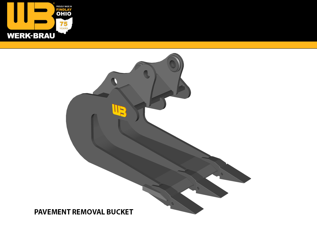 WERK-BRAU Pavement Removal Bucket for 5,000 - 11,000 lbs. Excavators. (Mini 1)(Mini 15)