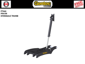 PT460 GENTEC Hydraulic Pin-On Thumb for 54,000lbs to 100,000lbs Excavator - 4 Tines