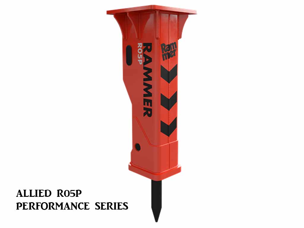 RAMMER Performance series hydraulic hammers for mini excavators 1800-26500 lbs.
