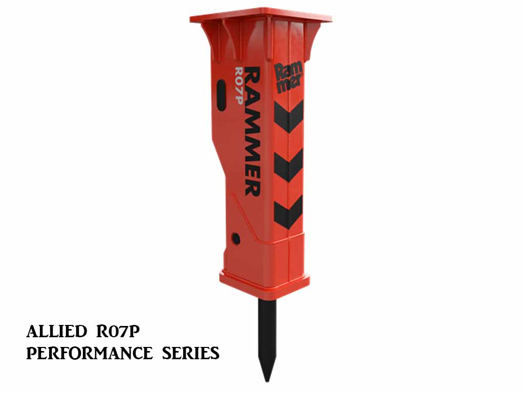 RAMMER Performance series hydraulic hammers for mini excavators 1800-26500 lbs.
