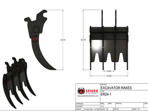 SPIDER ATTACHMENTS excavator rake for machines 6000-10000 lbs