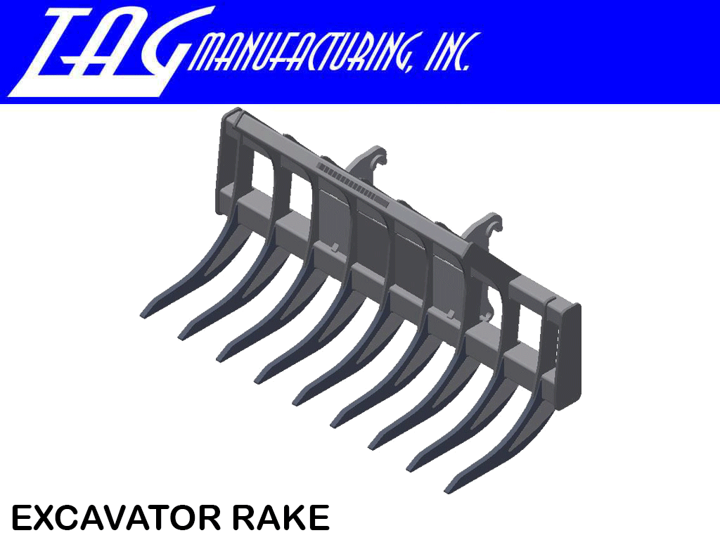 TAG Rake for mini excavators 14000 to 20000 lbs.