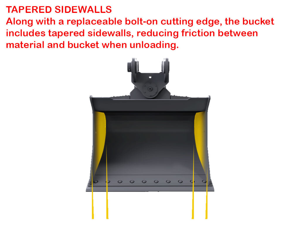AMI RAMCAM Hydraulic tilt ditch cleaning bucket for excavators 24000 to 115000 lbs.
