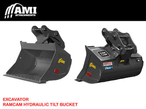 AMI RAMCAM Hydraulic tilt ditch cleaning bucket for excavators 24000 to 115000 lbs.