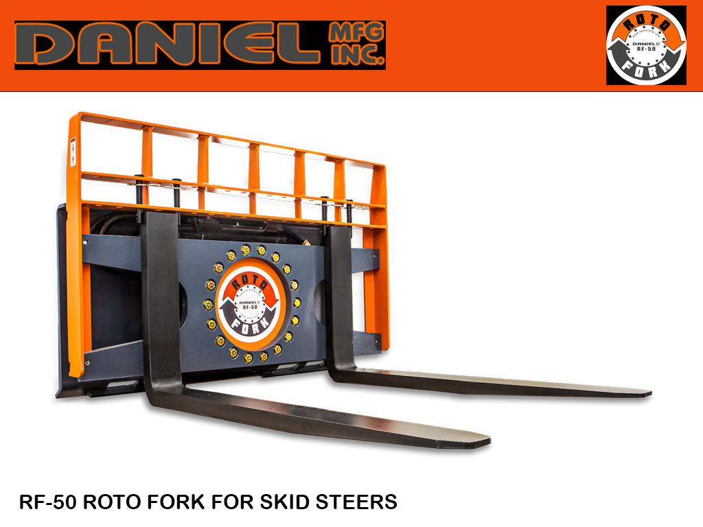 DANIEL MFG RF-50 rotating skid steer pallet forks