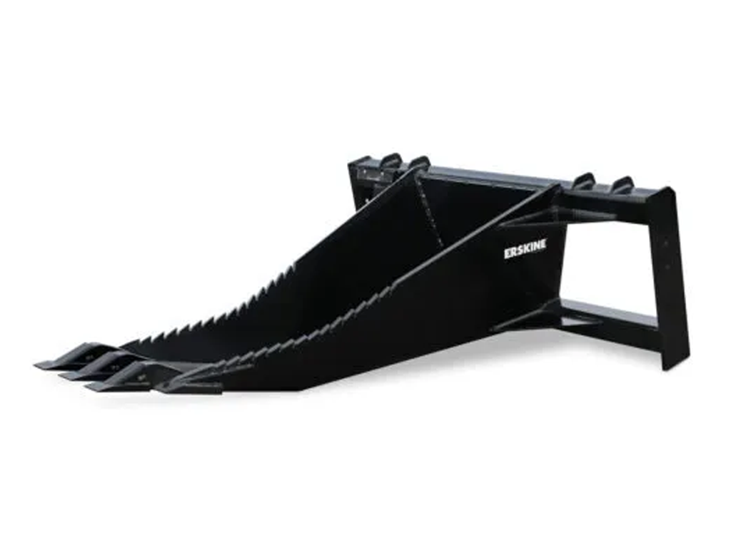 Erskine stump bucket for skid steer loaders