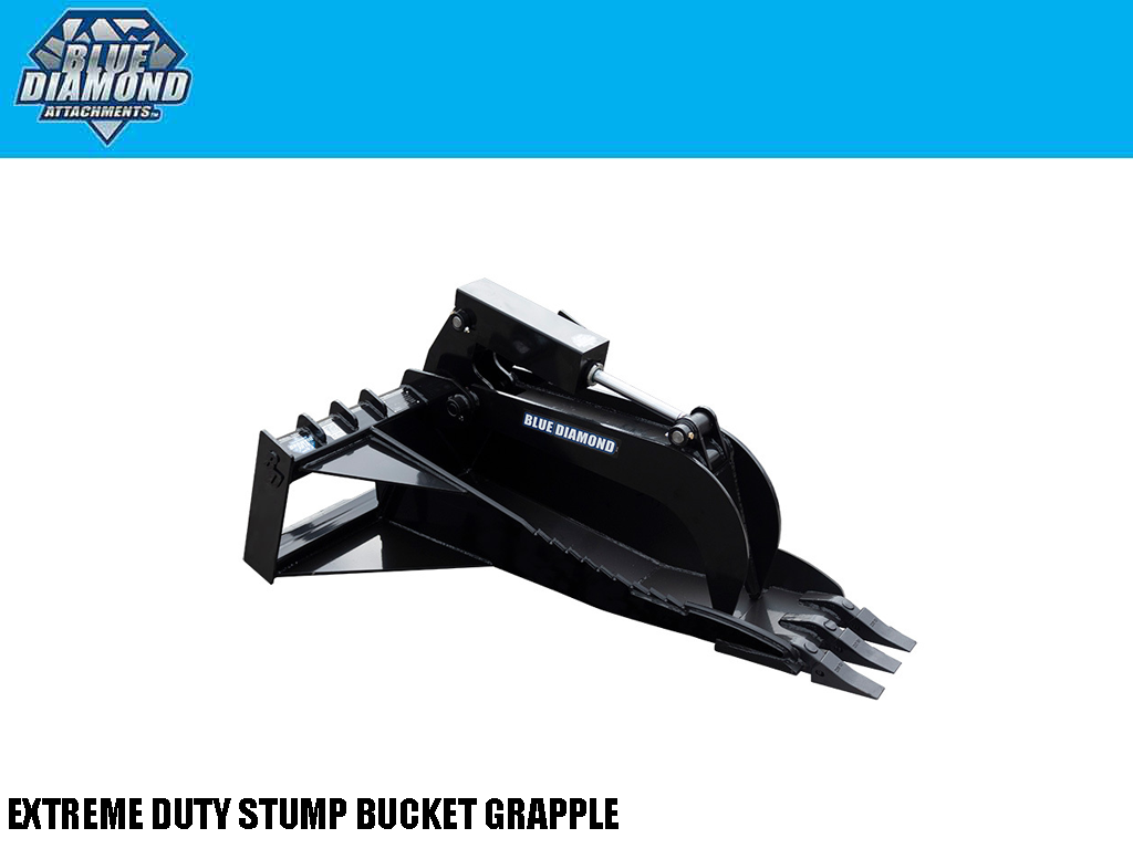 BLUE DIAMOND stump bucket grapple for skid steer