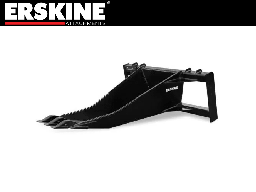 Erskine stump bucket for skid steer loaders