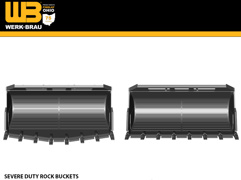 WERK-BRAU Severe Duty Rock buckets for Wheel loaders 43,000 - 51,000 lbs. (class 5)
