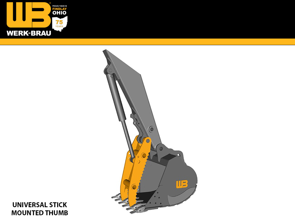 WERK-BRAU Universal Stick Mounted thumb for excavators 68,000 - 105,000 lbs. (35 & 40MT)