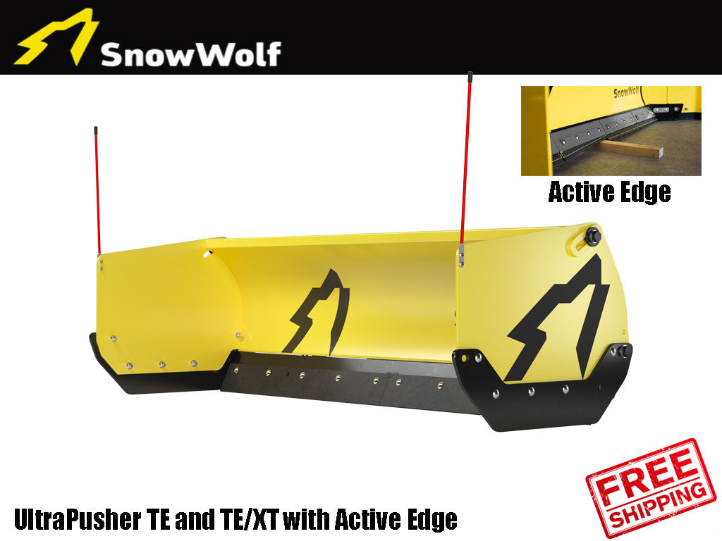 SNOW WOLF Ultra Pusher TE and TE/XT snow push with Active segmented edge for Skid steers