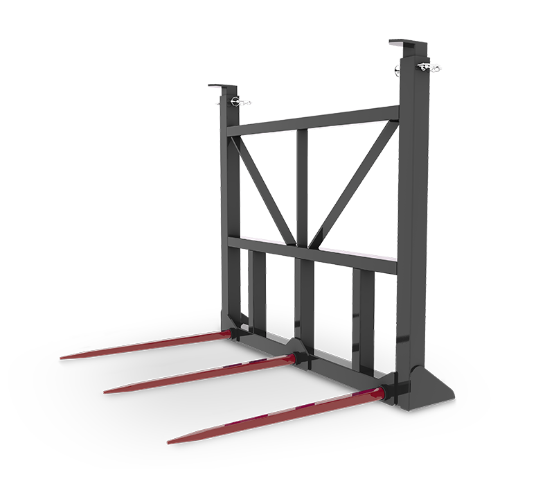 HLA Three Prong Bale Spear with Adjustable Guard for Skid Steer