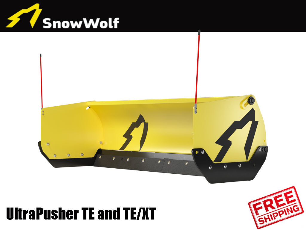 SNOW WOLF Ultra Pusher TE and TE/XT snow push with trip edge for Skid steers