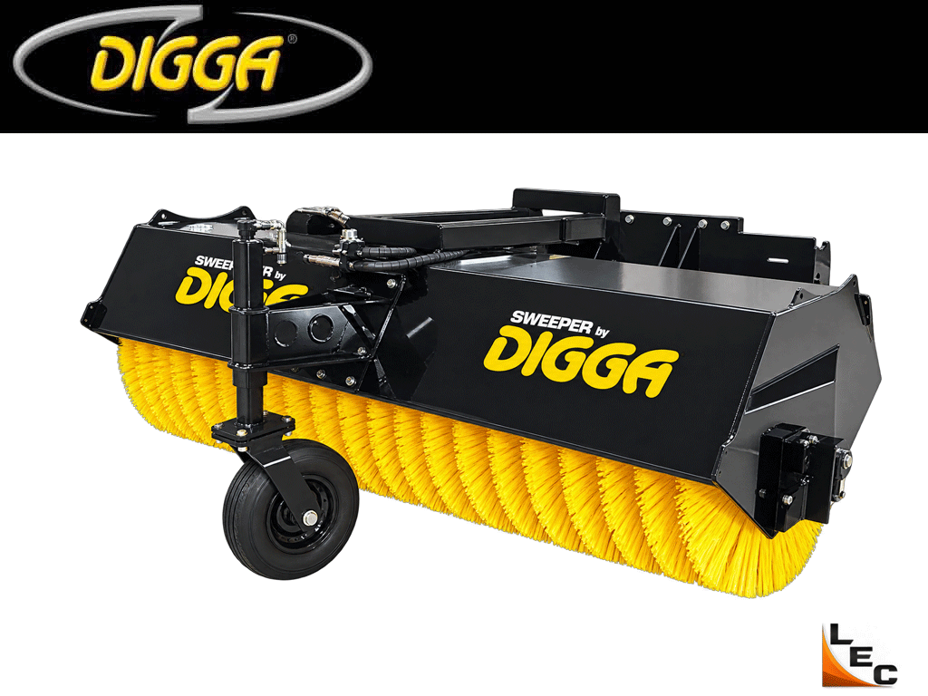 Digga Backhoe Loader Angle Broom – Hydraulic Sweeper Attachment