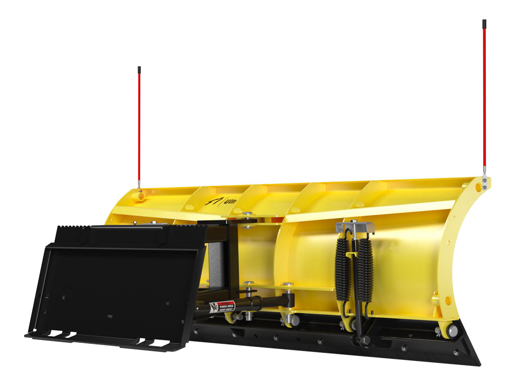 SnowWolf Ultra snow plows with trip edge for skid steer loaders