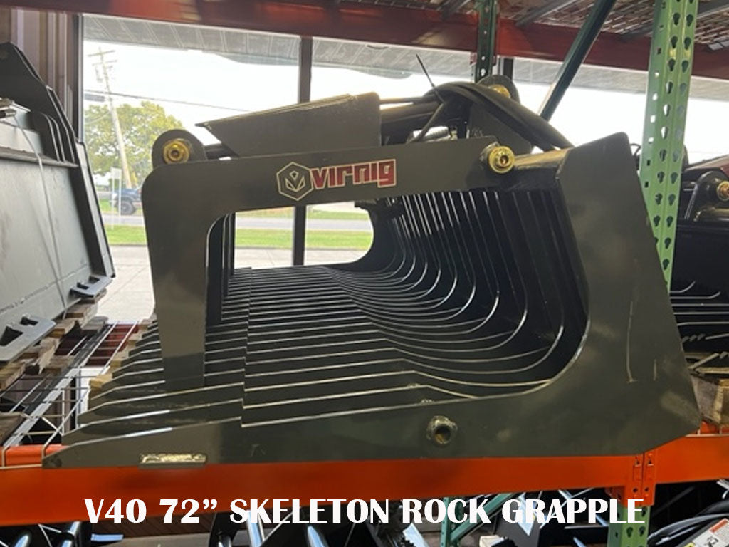 ARTÍCULO EN LIQUIDACIÓN: NUEVA GRAPA ESQUELETA PARA ROCA VIRNIG V40 DE 72" CON LADOS ABIERTOS PARA MINICARGADORA