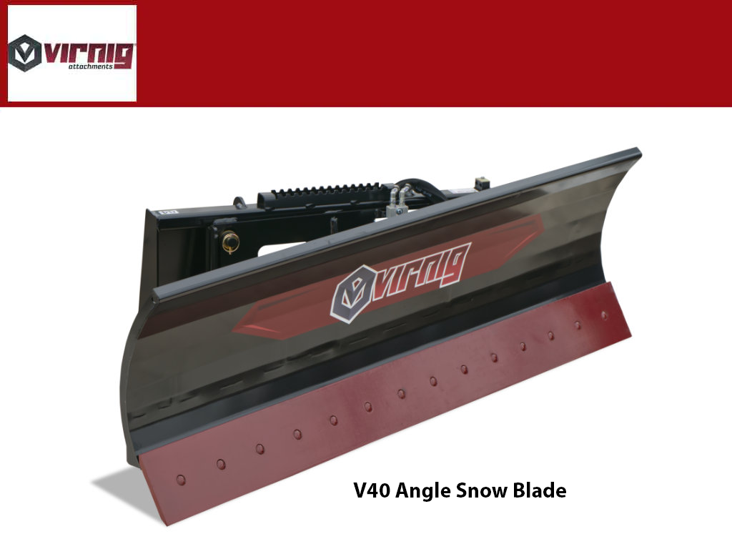 Virnig V40 Angle Snow Blade for machines with universal skid steer mount