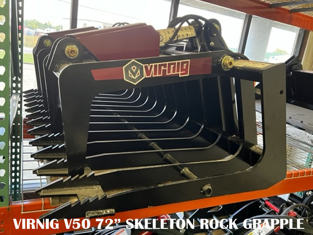 CLEARANCE ITEM - NEW VIRNIG V50 SKELETON ROCK GRAPPLE WITH OPEN SIDES FOR SKID STEER