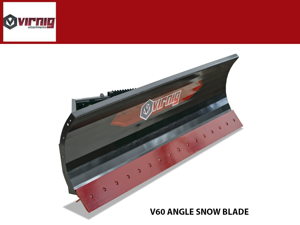 Virnig V60 Trip Edge Angle Snow Blade for machines with skid steer loader mounting