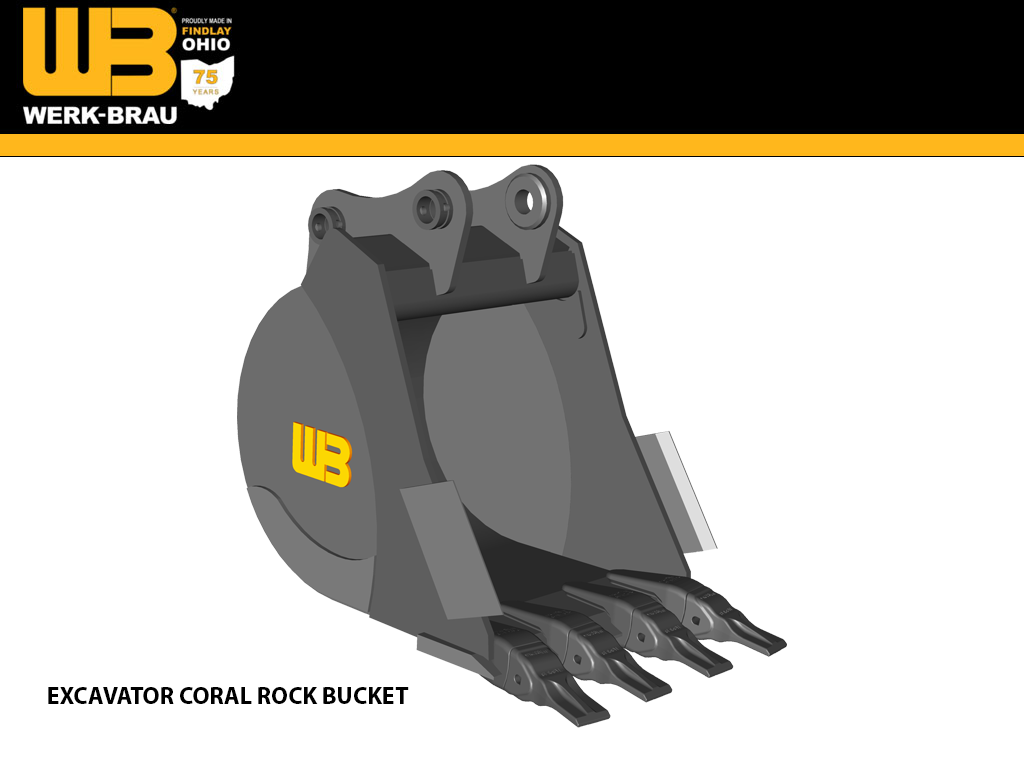 WERK-BRAU Coral Rock Bucket for 7,500 - 11,000 lbs. Excavators. (Mini 15)
