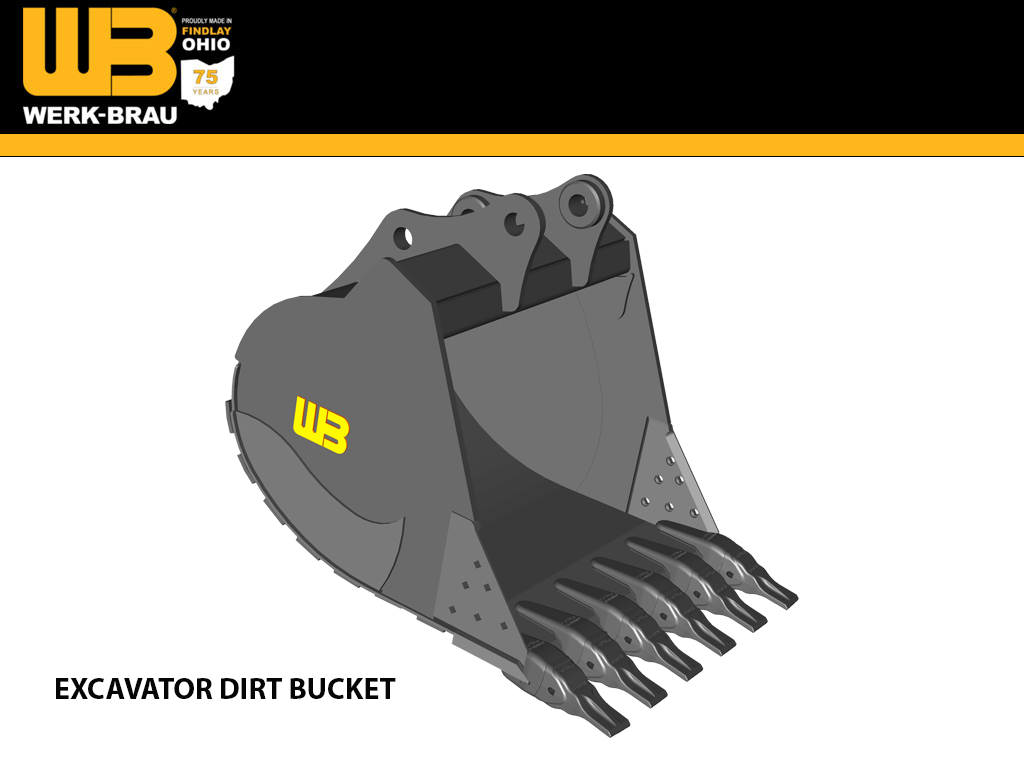 WERK-BRAU Dirt Buckets for 68,500 - 82,000 lbs. Excavators (35MT)
