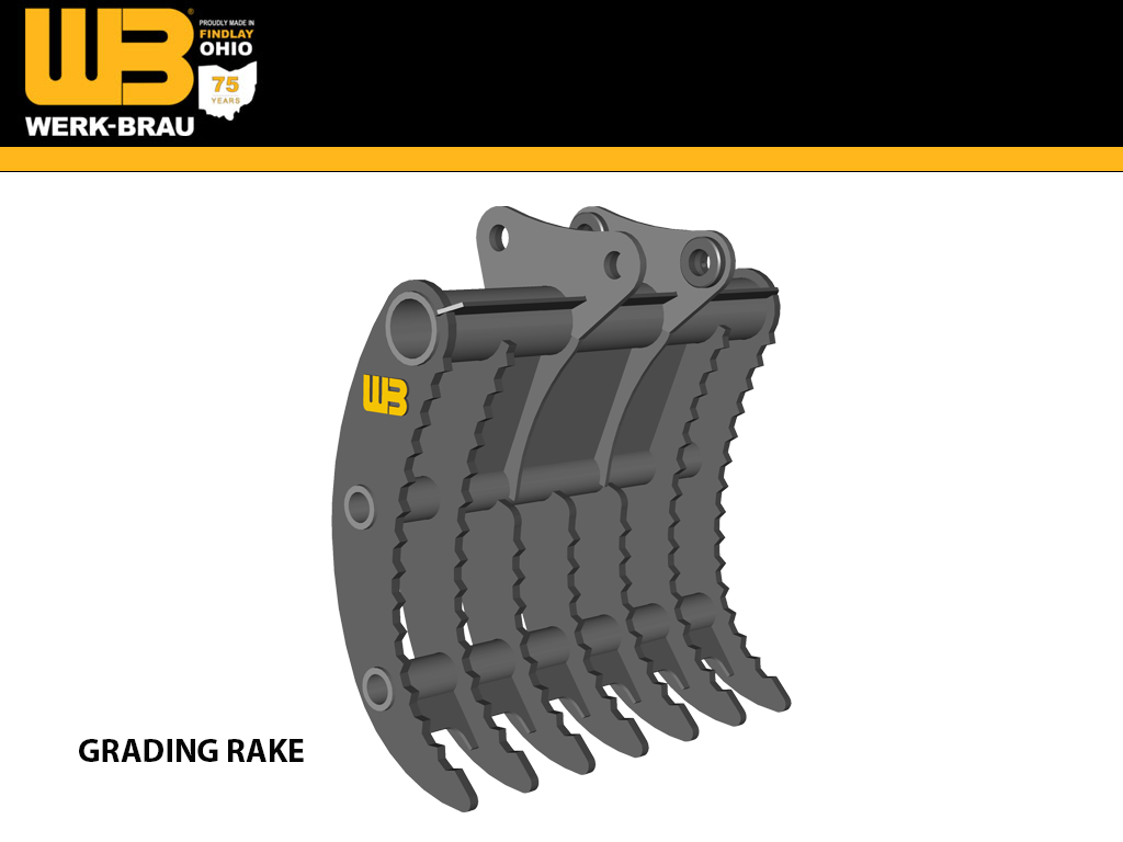 WERK BRAU Grading Rake for Excavators 42,000 - 59,000 lbs (20 & 25MT)