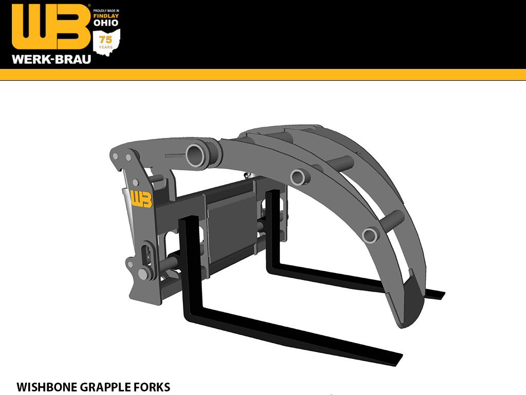 WERK-BRAU Wishbone Grapple Forks for Wheel loaders 14,000 - 30,000 lbs. (class 1, 2 & 3)