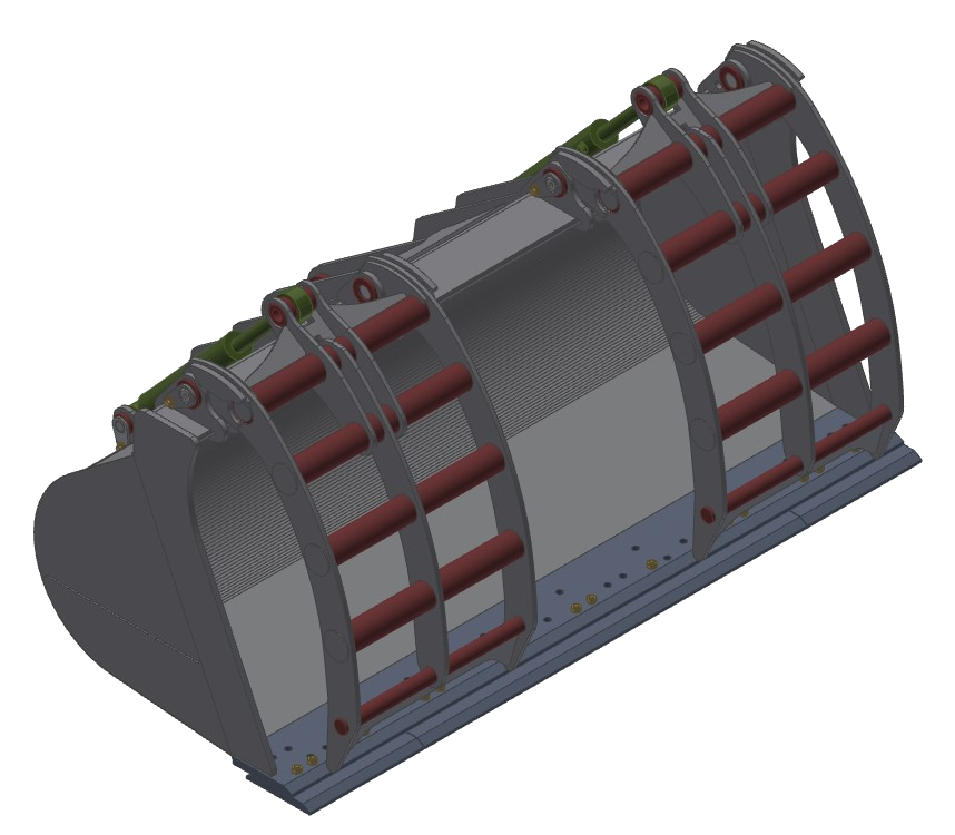 TAG Heavy Duty Recycling Grapple Bucket for Wheel Loaders at waste transfer recycling facilities