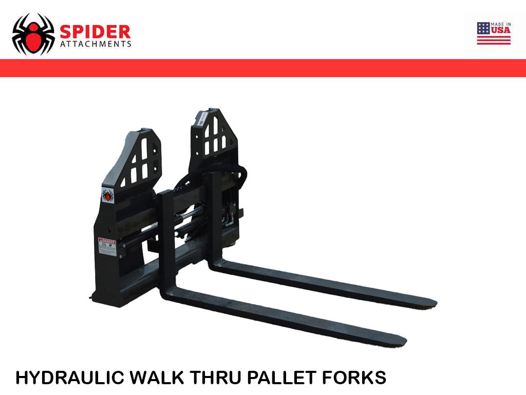 Spider Forks SPIDER walk thru hydraulic pallet forks for skid steer