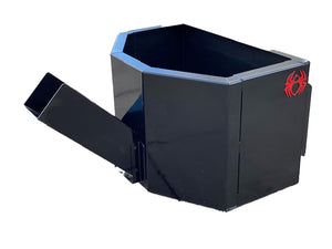 SPIDER dispensing bucket for machines with universal skid steer coupler