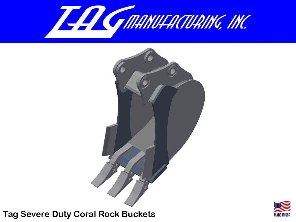 TAG Severe Duty Coral Rock Buckets for 16000 - 20000 lbs. Excavators