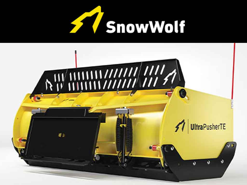 SNOW WOLF Ultra Pusher TE and TE/XT snow push with trip edge for Skid steers