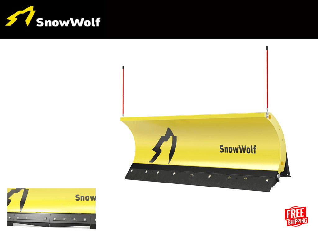 SnowWolf Ultra snow plows with ActivEdge segmented edge for skid steer loaders