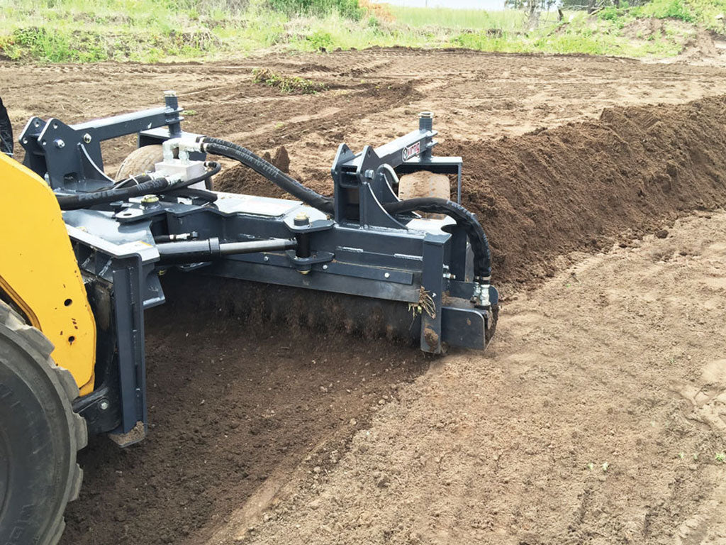 Virnig Power Rake for skid steer loaders