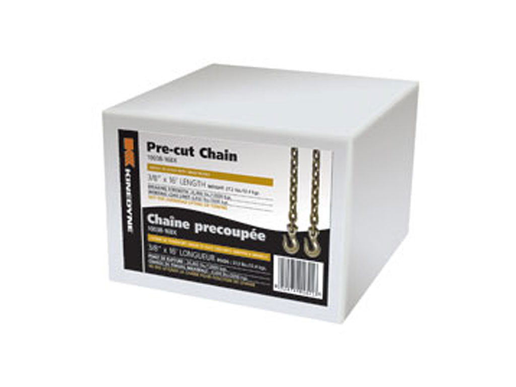 LIQUIDACIÓN - CONJUNTOS DE CADENA PRECORTADAS KINEDYNE DE 3/8" CON GANCHOS DE AGARRE EN UNA CAJA