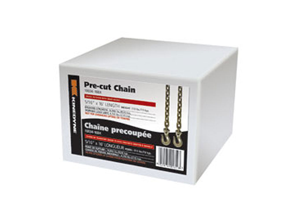 LIQUIDACIÓN - CONJUNTOS DE CADENA PRECORTADA KINEDYNE DE 5/16" CON GANCHOS DE AGARRE EN UNA CAJA