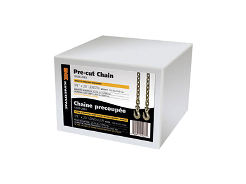 LIQUIDACIÓN - CONJUNTOS DE CADENA PRECORTADAS KINEDYNE DE 3/8" CON GANCHOS DE AGARRE EN UNA CAJA