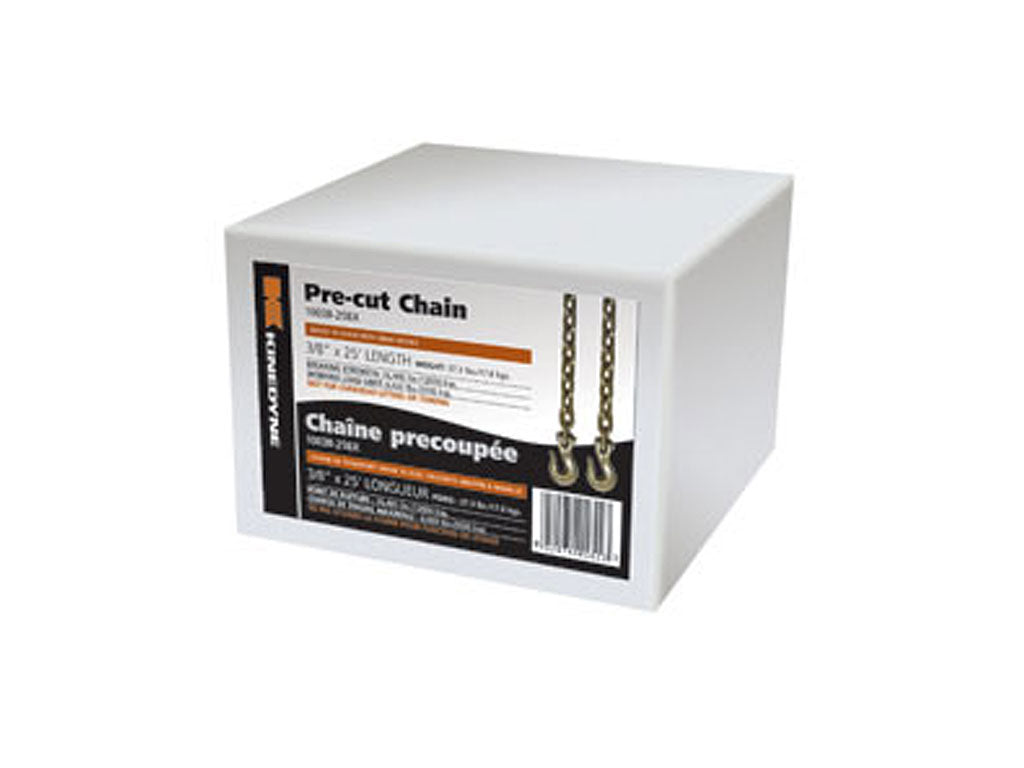 LIQUIDACIÓN - CONJUNTOS DE CADENA PRECORTADAS KINEDYNE DE 3/8" CON GANCHOS DE AGARRE EN UNA CAJA