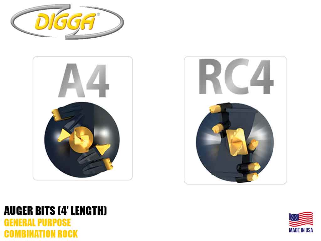Brocas para roca y de uso general DIGGA de 4' de largo
